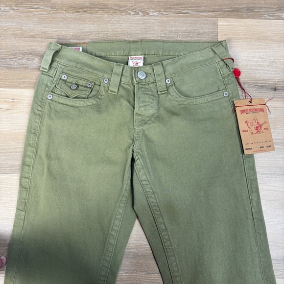 NWT True Religion Military Green Y2K Jordan Straight Leg Boyfriend Jeans, Sz 26 - Picture 2 of 8